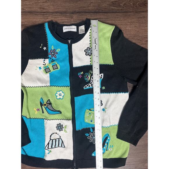 Alfred Dunner Women’s Small Colorblock Cardigan Sweater Embroidered - Picture 5 of 7